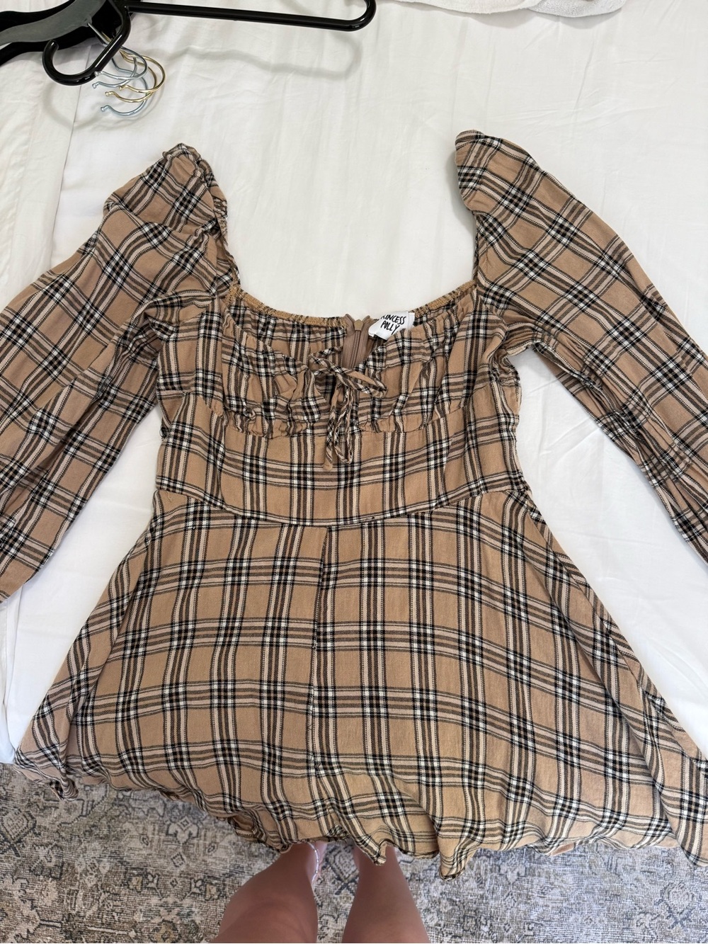 Princess Polly Plaid Babydoll Mini Romper US 8